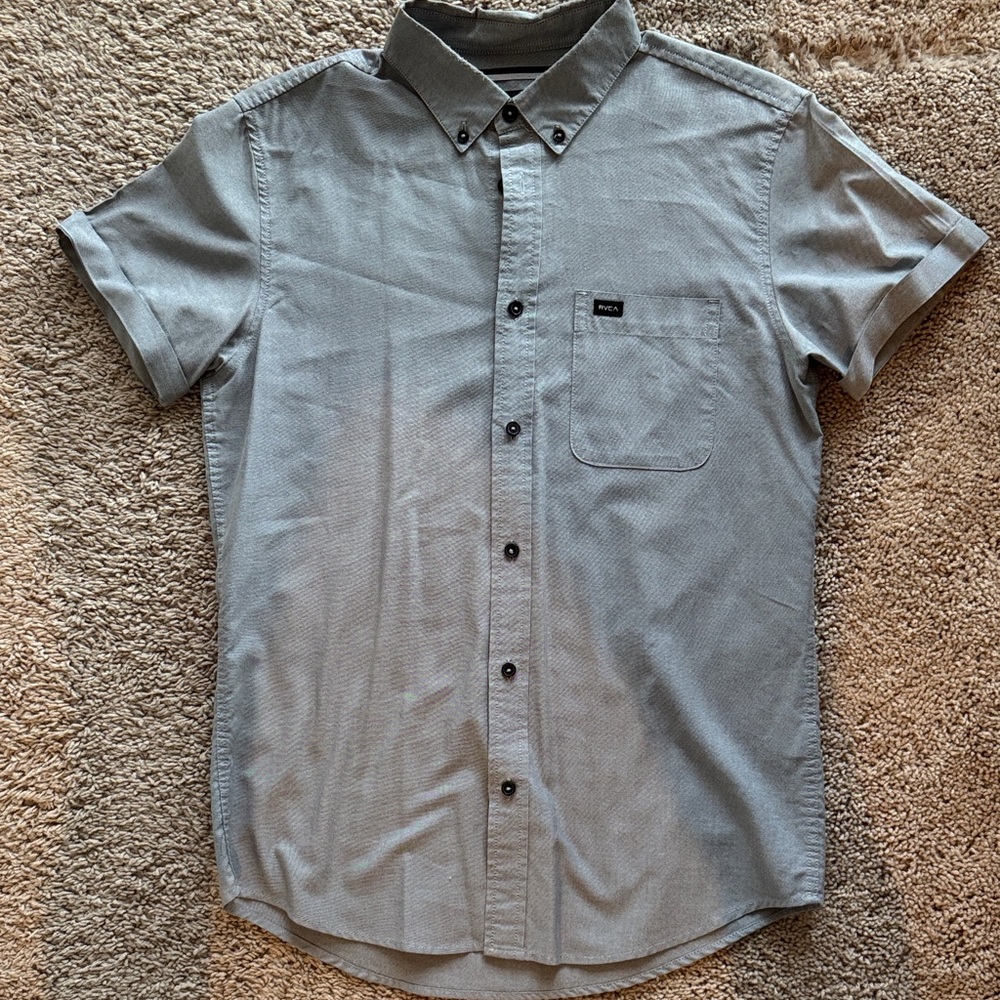 RVCA Light Gray Casual Button Down Shirt